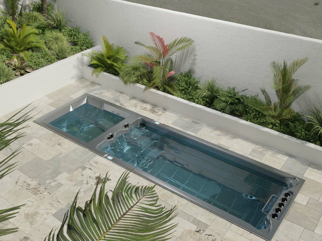 Swim Spa in Terrasse eingebaut
